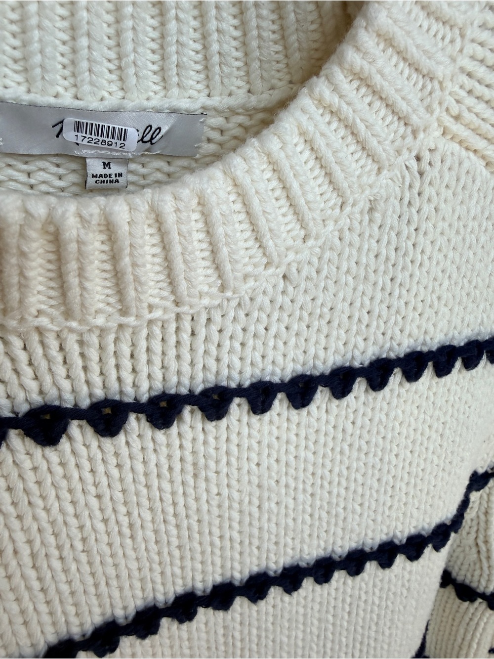 Madewell Cream Knit Sweater with Navy Stripes - Picture 5 of 7